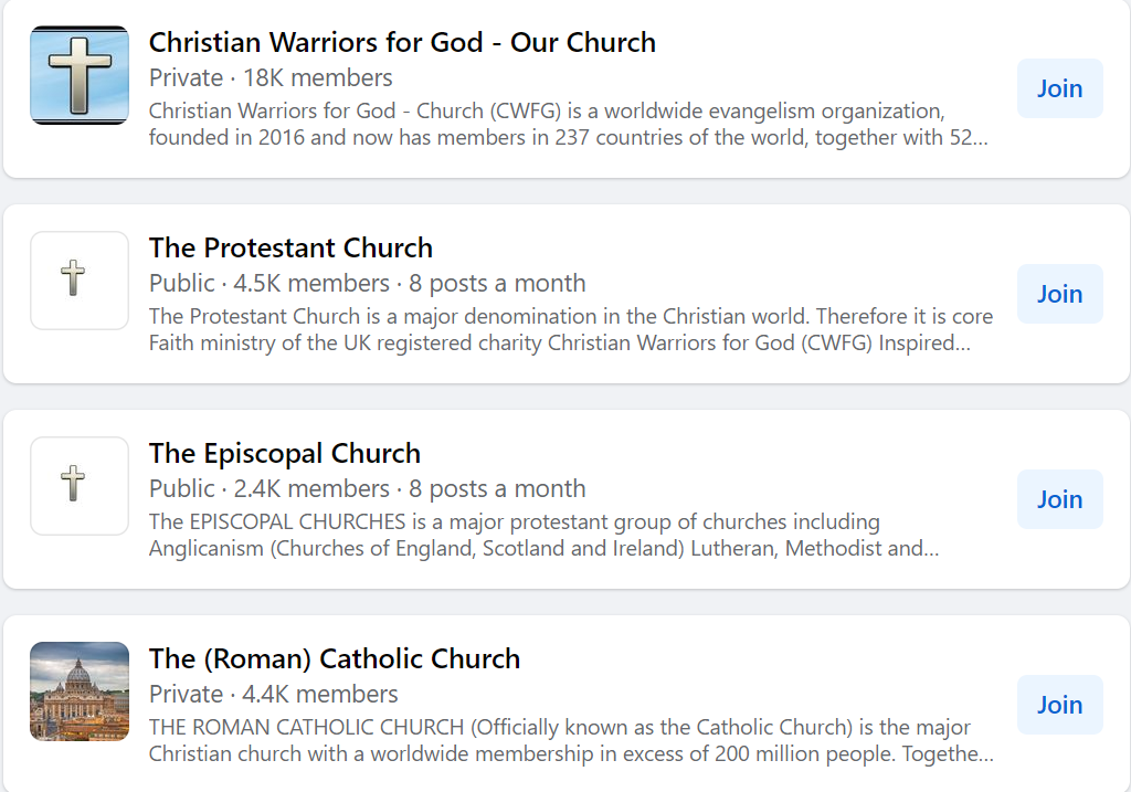 Church Facebook Groups