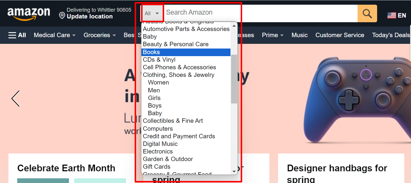 amazon search filter
