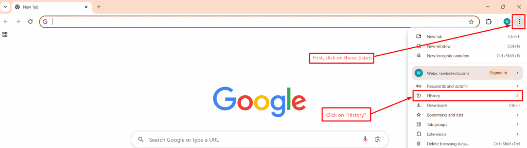 Delete Search History on Google Chrome - EyeUniversal Delete Search History on Google Chrome